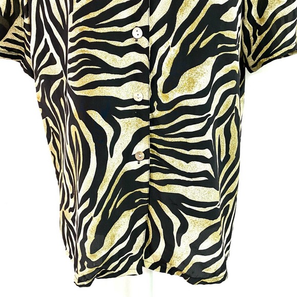 City Slick Tan and Black Tiger Print Button Up - Picture 5 of 8